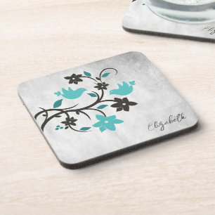 Posavasos Montaña de la Bebida verde azulada de Aves Amarill