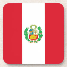 Posavasos Montaña dura de plástico con bandera de Perú