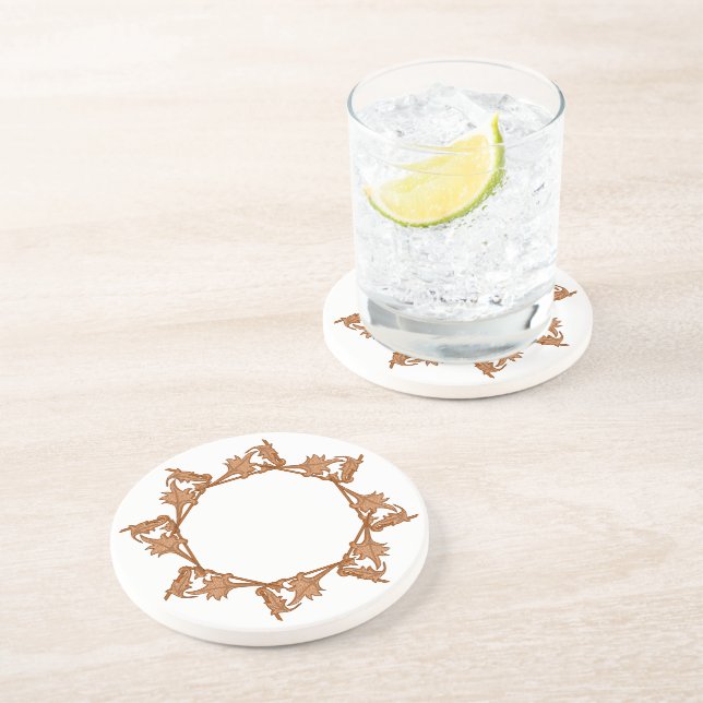 Posavasos Montaña - Hojas en círculo (octógono) (Lado)