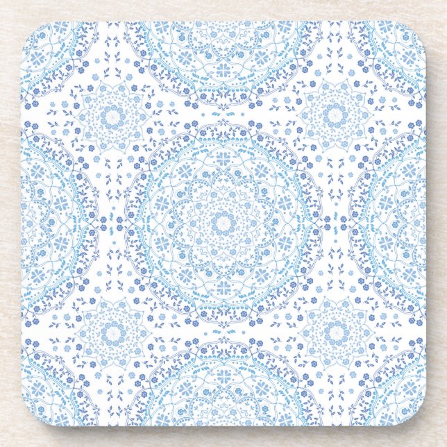 Posavasos montaña rusa azul de mandala (Frente)
