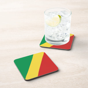 Posavasos Montaña rusa con bandera de Congo-Brazzaville
