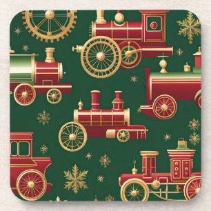 Posavasos montaña rusa de locomotora steampunk de navidad