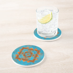 Posavasos Montaña suroeste picos turquesa geométrico