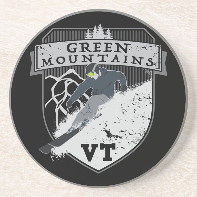 Posavasos Montañas verdes del esquí, VT (Frente)