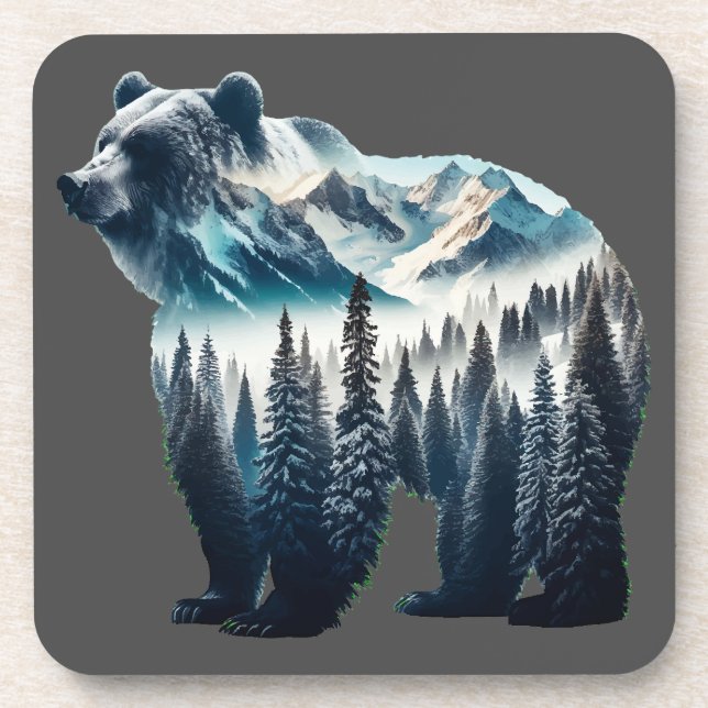 Posavasos Montañas y bosques de oso pardo (Frente)