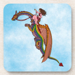 Posavasos Montando el dragón arcoiris