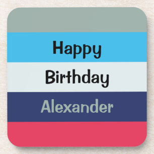 Posavasos Montura De Bebida De Plantilla De Texto Azul Y Bor
