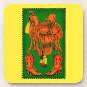 Posavasos Montura occidental y botas de vaquero