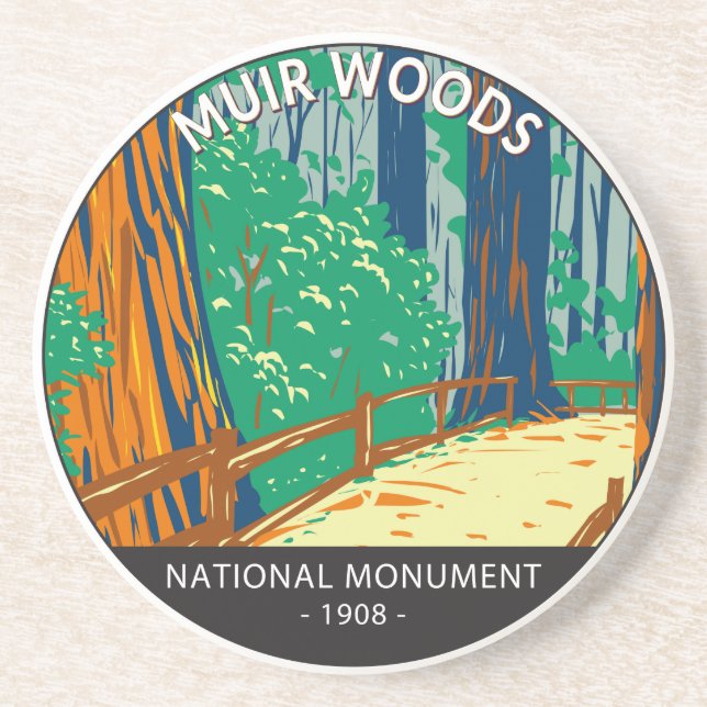 Posavasos Monumento nacional Muir Woods California Vintage (Frente)