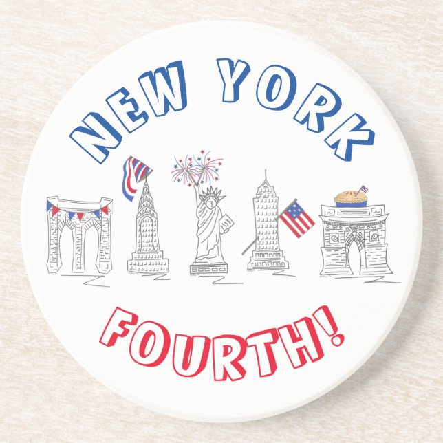 Posavasos Monumentos patrióticos del 4 de julio en Nueva Yor (Frente)