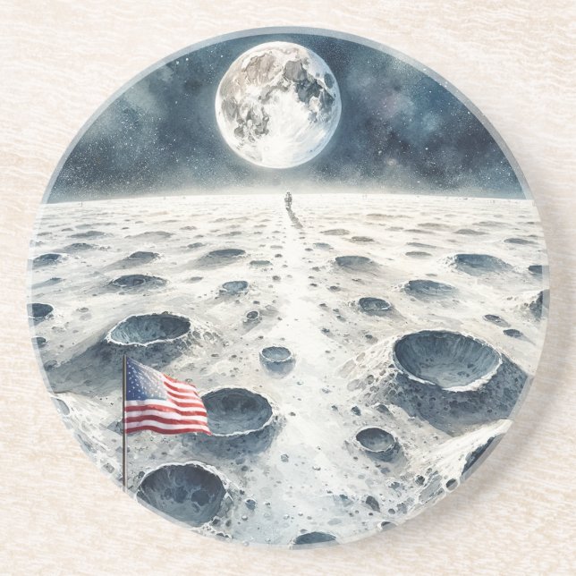 Posavasos Moon Landing - Astronaut & American Flag (Frente)