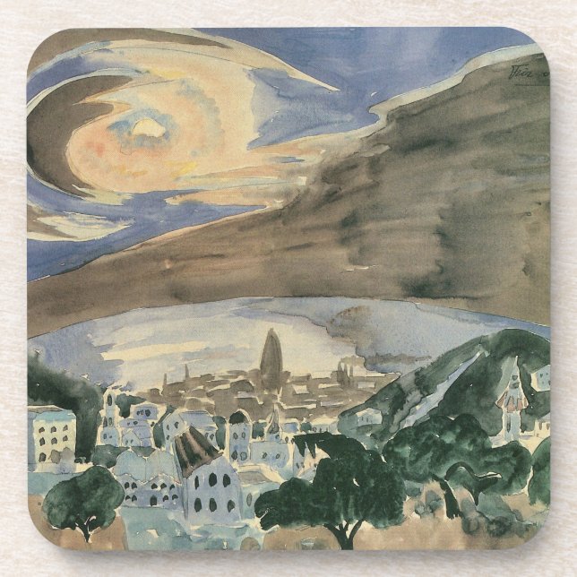 Posavasos Moon Over Barcelona por Walter Gramatte (Frente)