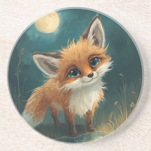 Posavasos Moonlit Fox, Night Forest (Frente)