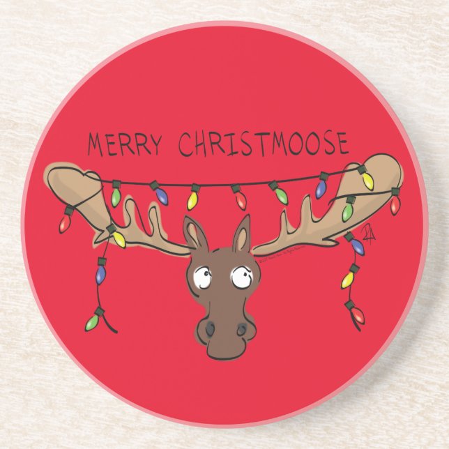 Posavasos Moose Cute Funny Navidades (Frente)