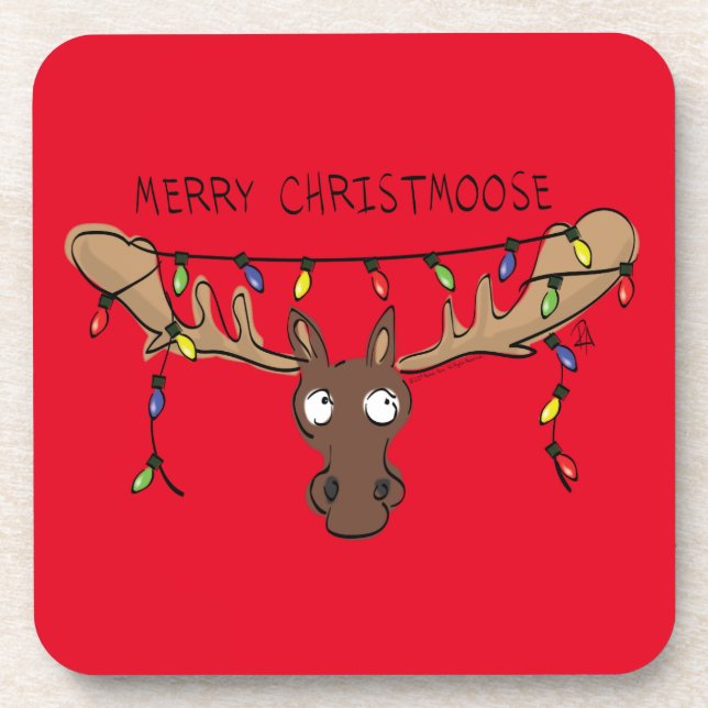 Posavasos Moose Cute Funny Navidades (Frente)