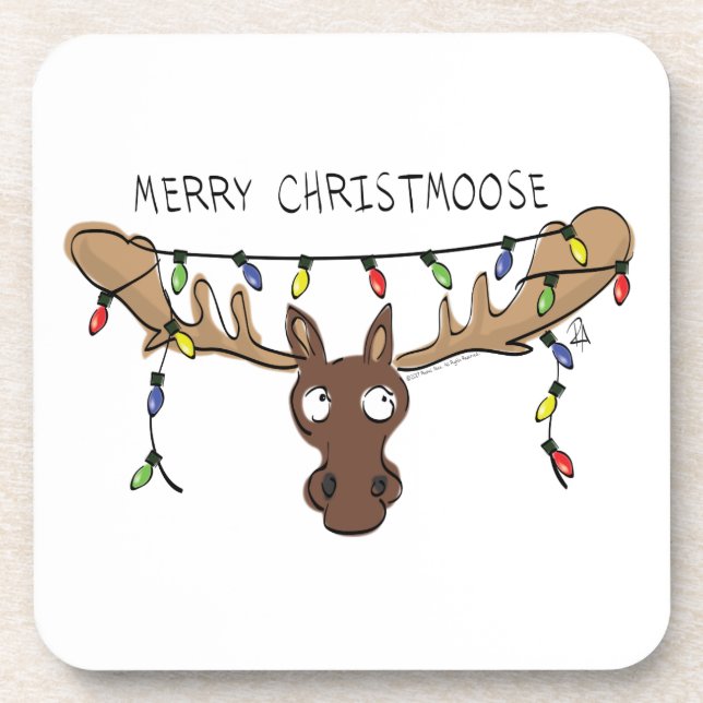 Posavasos Moose Cute Funny Navidades (Frente)