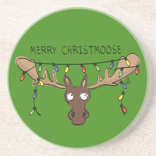 Posavasos Moose Cute Funny Navidades (Frente)