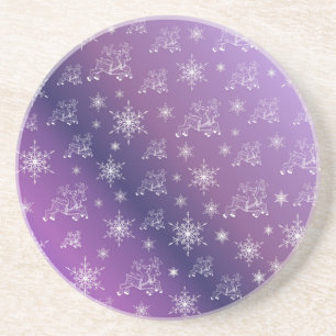Posavasos morado, reno, estrella, estrellas, copo de nieve,