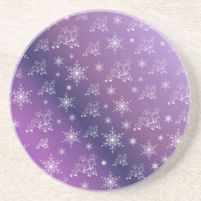 Posavasos morado, reno, estrella, estrellas, copo de nieve,  (Frente)