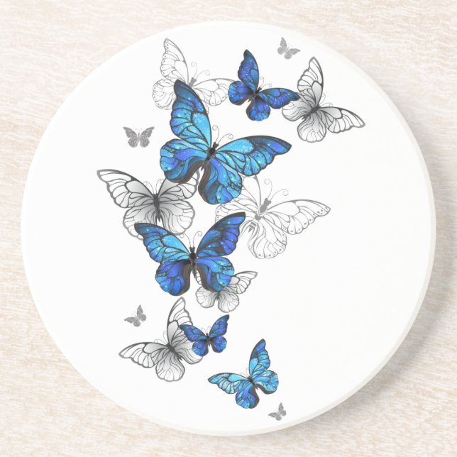 Posavasos Morfo de las mariposas voladoras azules (Frente)