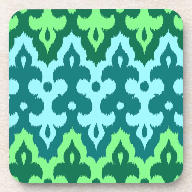Posavasos Moroccan Ikat Damask, Turquoise & Jade Green (Frente)