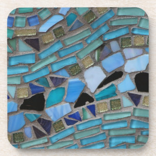 Posavasos Mosaico azul del vidrio del mar