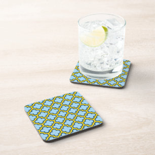 Posavasos Mosaico azul y amarillo, Entramado, Quatrefoil