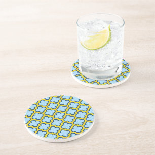 Posavasos Mosaico azul y amarillo, Entramado, Quatrefoil