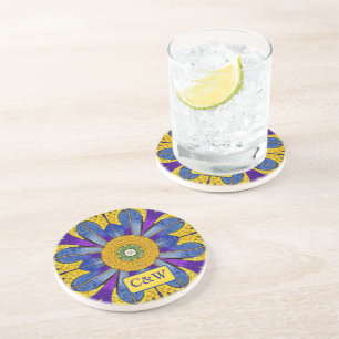 Posavasos Mosaico de estilo romano enlosado con las iniciale