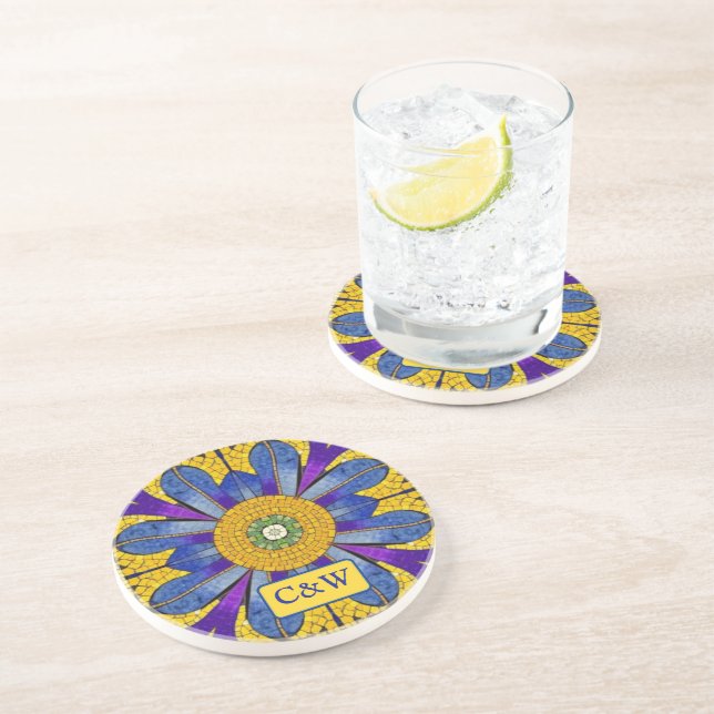 Posavasos Mosaico de estilo romano enlosado con las iniciale (Lado)