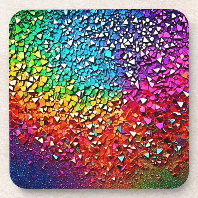 Posavasos Mosaico de fragmentos de arcoiris (Frente)