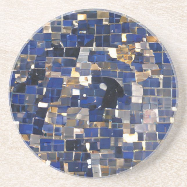 Posavasos Mosaico de la esquina azul de la marina arte digit (Frente)