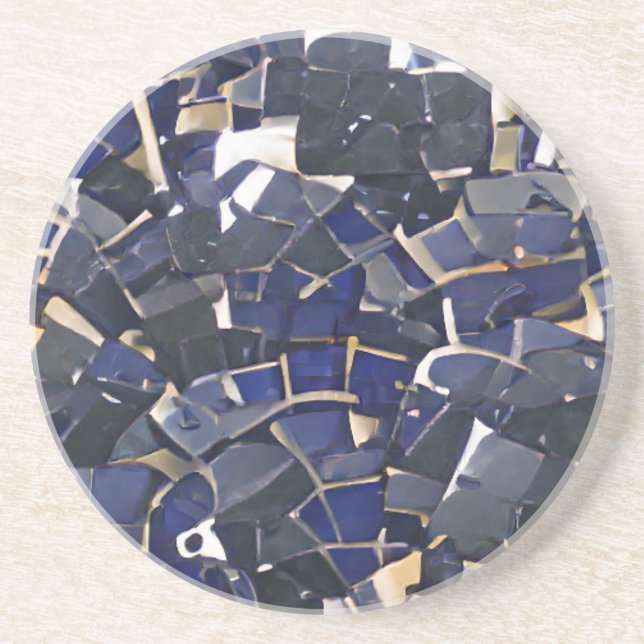 Posavasos Mosaico de la esquina azul de la marina arte digit (Frente)