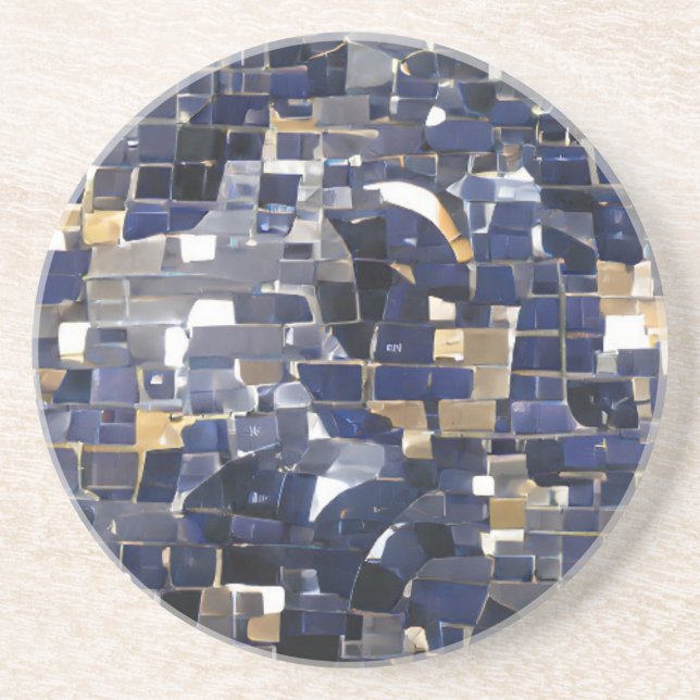 Posavasos Mosaico de la esquina azul de la marina arte digit (Frente)