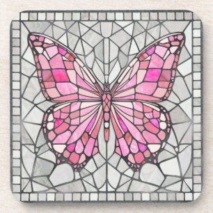 Posavasos Mosaico de mariposa - Rosa y gris de hadas
