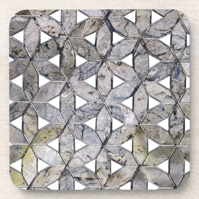 Posavasos Mosaico de Piedra Gris Natural, flor de la vida (Frente)
