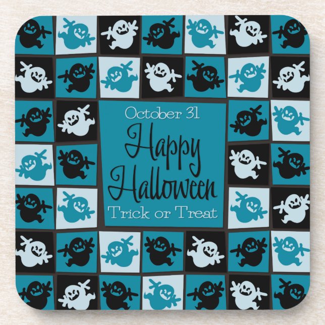 Posavasos Mosaico fantasma de Halloween (Frente)