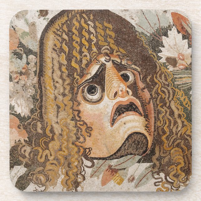 Posavasos Mosaico romano, con la máscara, las hojas y la (Frente)