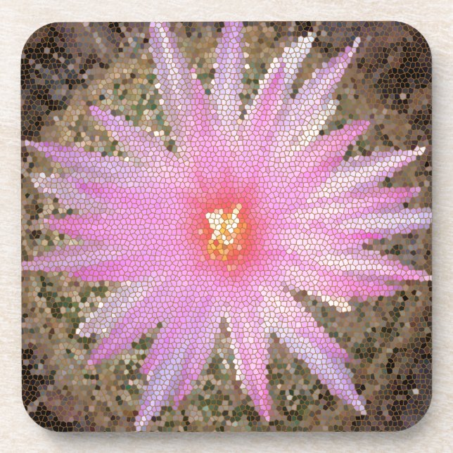 Posavasos Mosaico Rosa Floral Barril Suroeste Cactus Floral (Frente)
