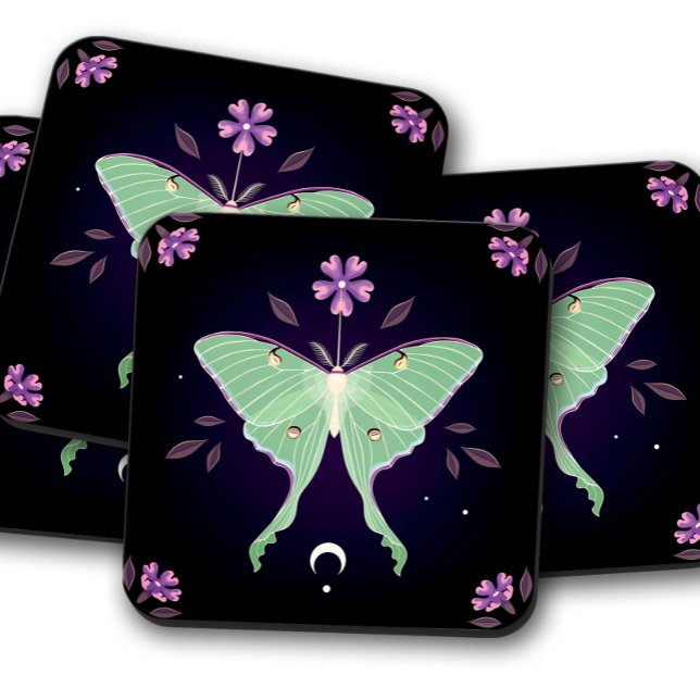 Posavasos Moth Esmeralda y Floral | Astras naturales encanta (Subido por el creador)