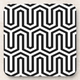 Posavasos Motif Deco egipcio - blanco y negro