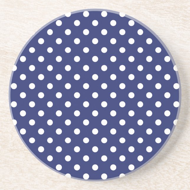 Posavasos Motif Pois Blanc Bleu marine (Frente)