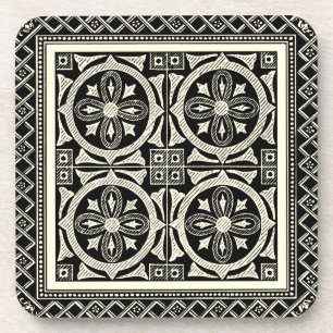 Posavasos Motivo de Mandala en blanco y negro por Vision Stu