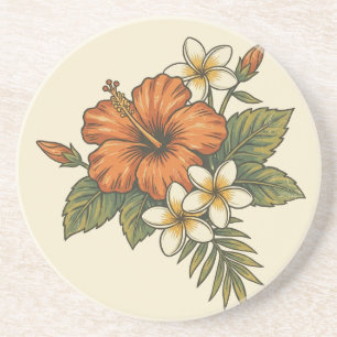 Posavasos Motivo Hawaiano de la Isla del Hibisco - Escénico