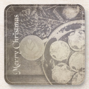 Posavasos Motivo Navideño Vintage con Galletas y Café