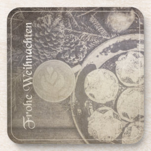 Posavasos Motivo navideño vintage con galletas y café