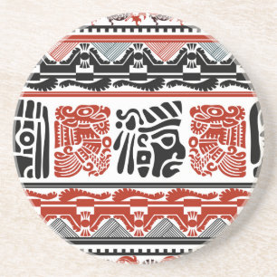 Posavasos Motivos indios, rojo negro, patrón sin costuras.