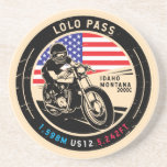 Posavasos Motocicleta Lolo Pass Idaho<br><div class="desc">Paso Lolo hecho con un emblema vintage de estilo angustiado. Se encuentra en una famosa ruta panorámica de Idaho y Montana.</div>