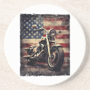Posavasos Motocicleta vintage bandera estadounidense retro c