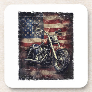 Posavasos Motocicleta vintage bandera estadounidense retro c